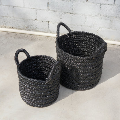 Pair of Black Weaved Basket