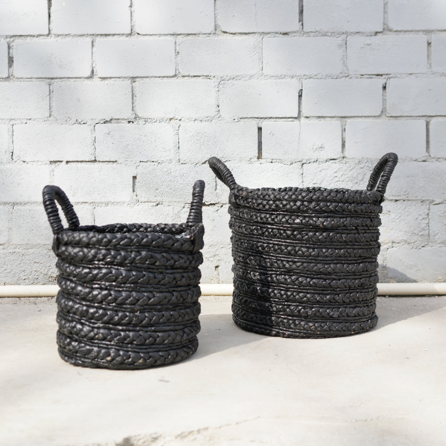 Pair of Black Weaved Basket