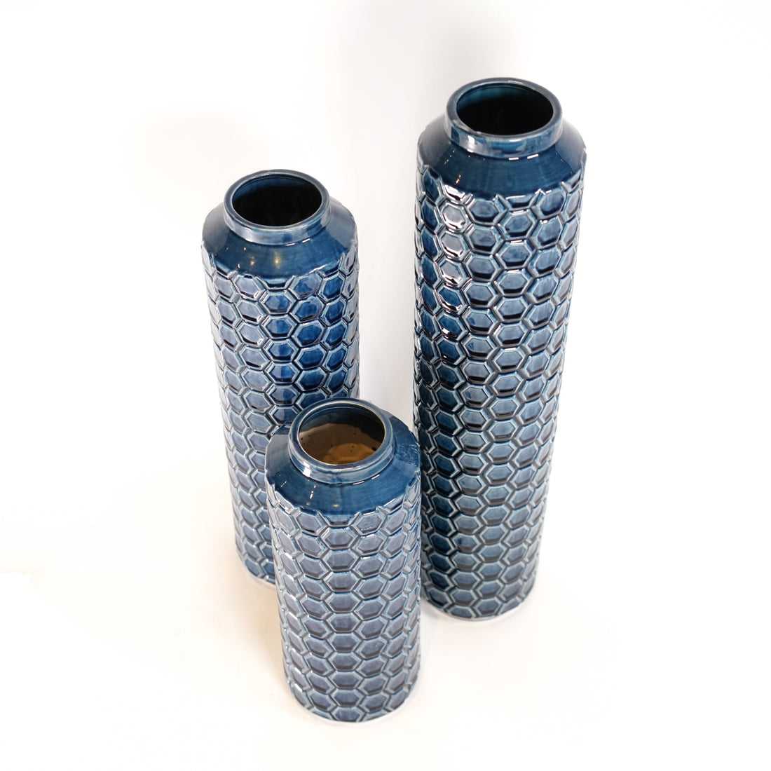 Blue Hexagon Pattern Vase - Sirdab - Unknown