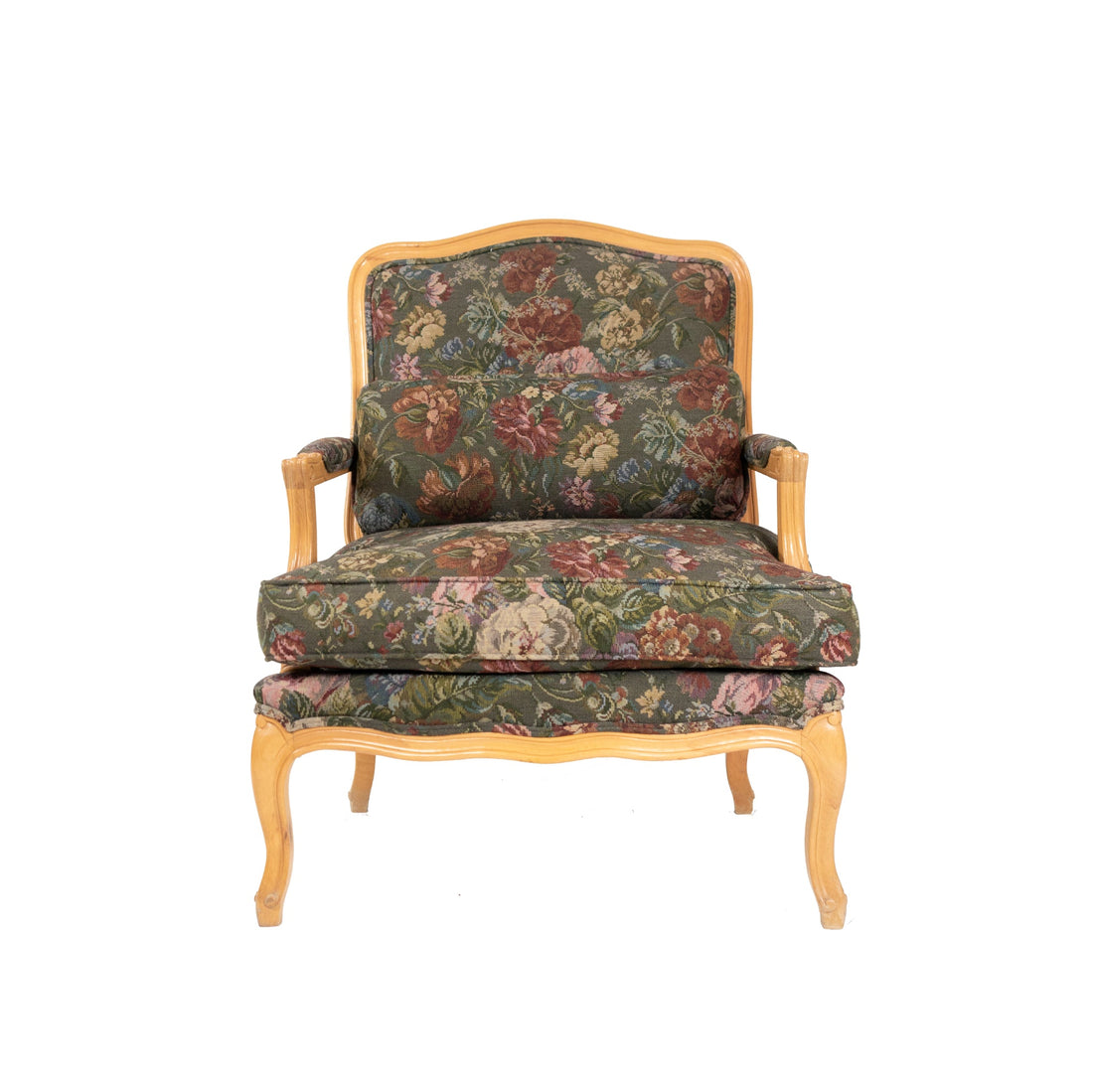 Green Floral Lounge Chair - Sirdab - Unknown