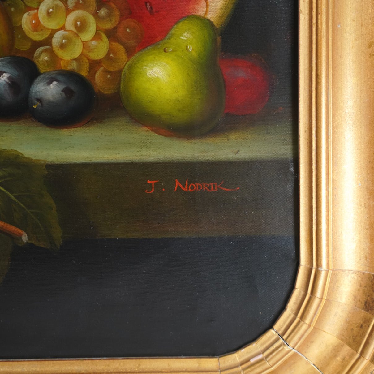 J. Nodrik Still Life Fruit Painting with Golden Frame - Sirdab - J. Nodrik