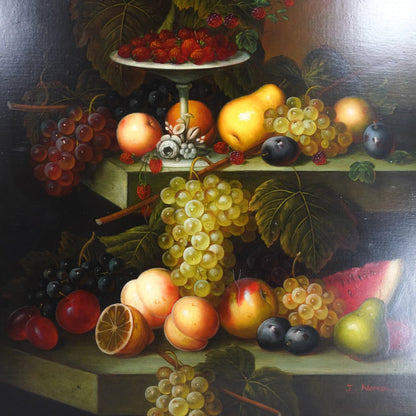 J. Nodrik Still Life Fruit Painting with Golden Frame - Sirdab - J. Nodrik