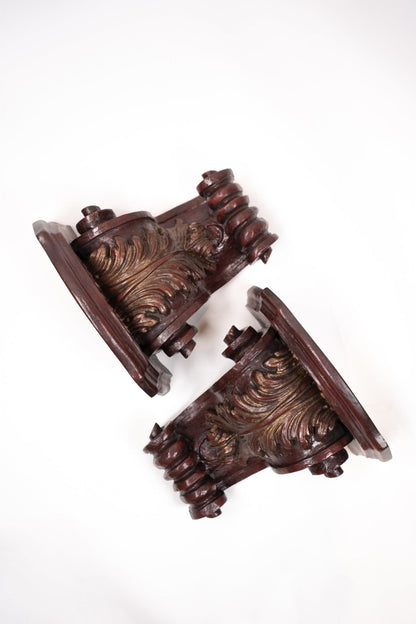 Pair of Carved Wooden Wall Bracket - Sirdab - Unknown