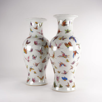 Pair of Jingdezhen Porcelain Butterfly Vase - Sirdab - Chinese Arts
