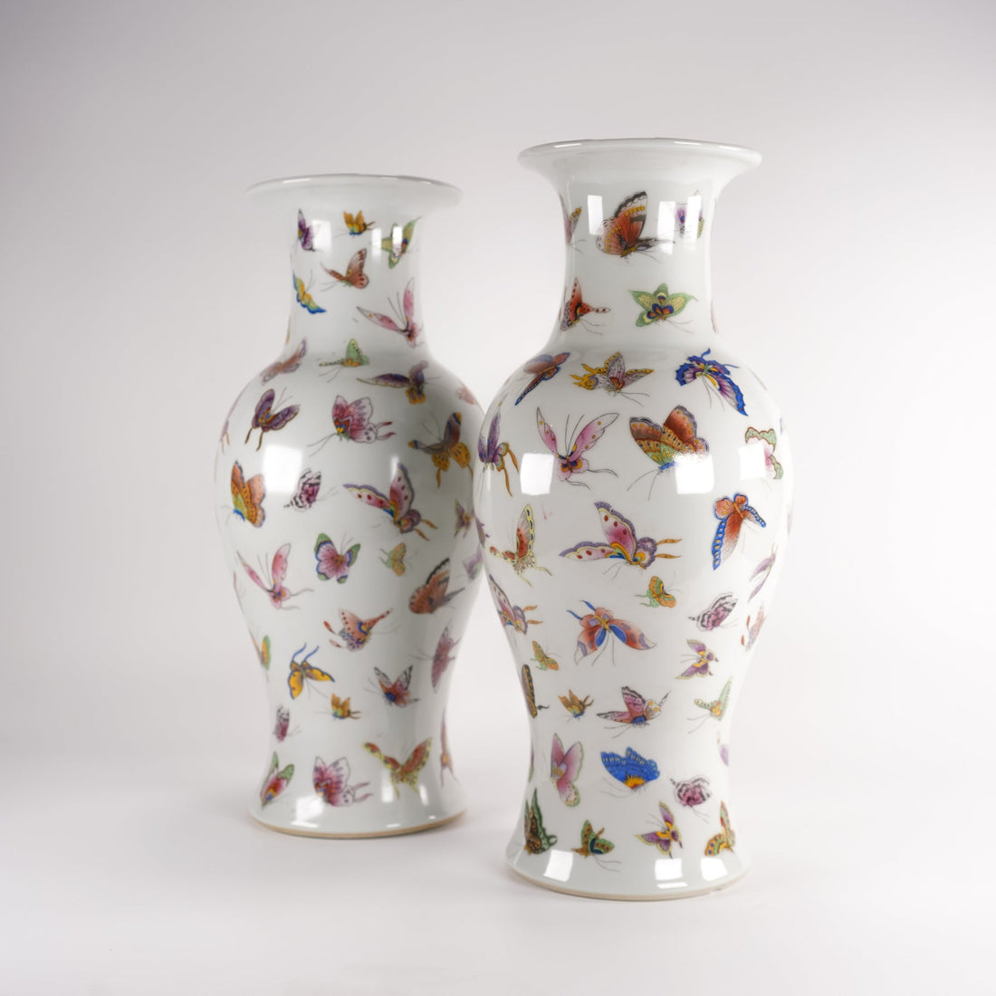 Pair of Jingdezhen Porcelain Butterfly Vase - Sirdab - Chinese Arts