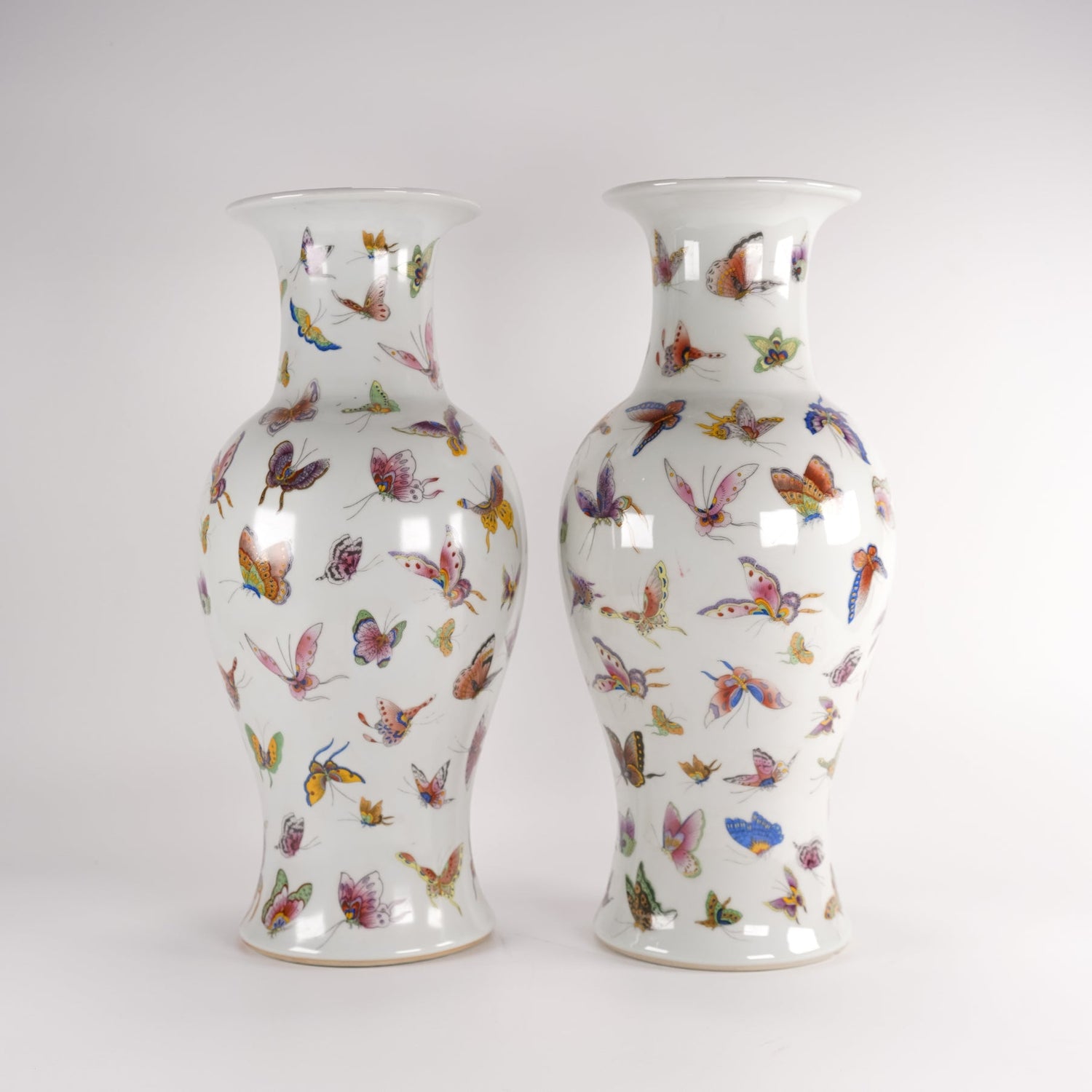 Pair of Jingdezhen Porcelain Butterfly Vase - Sirdab - Chinese Arts