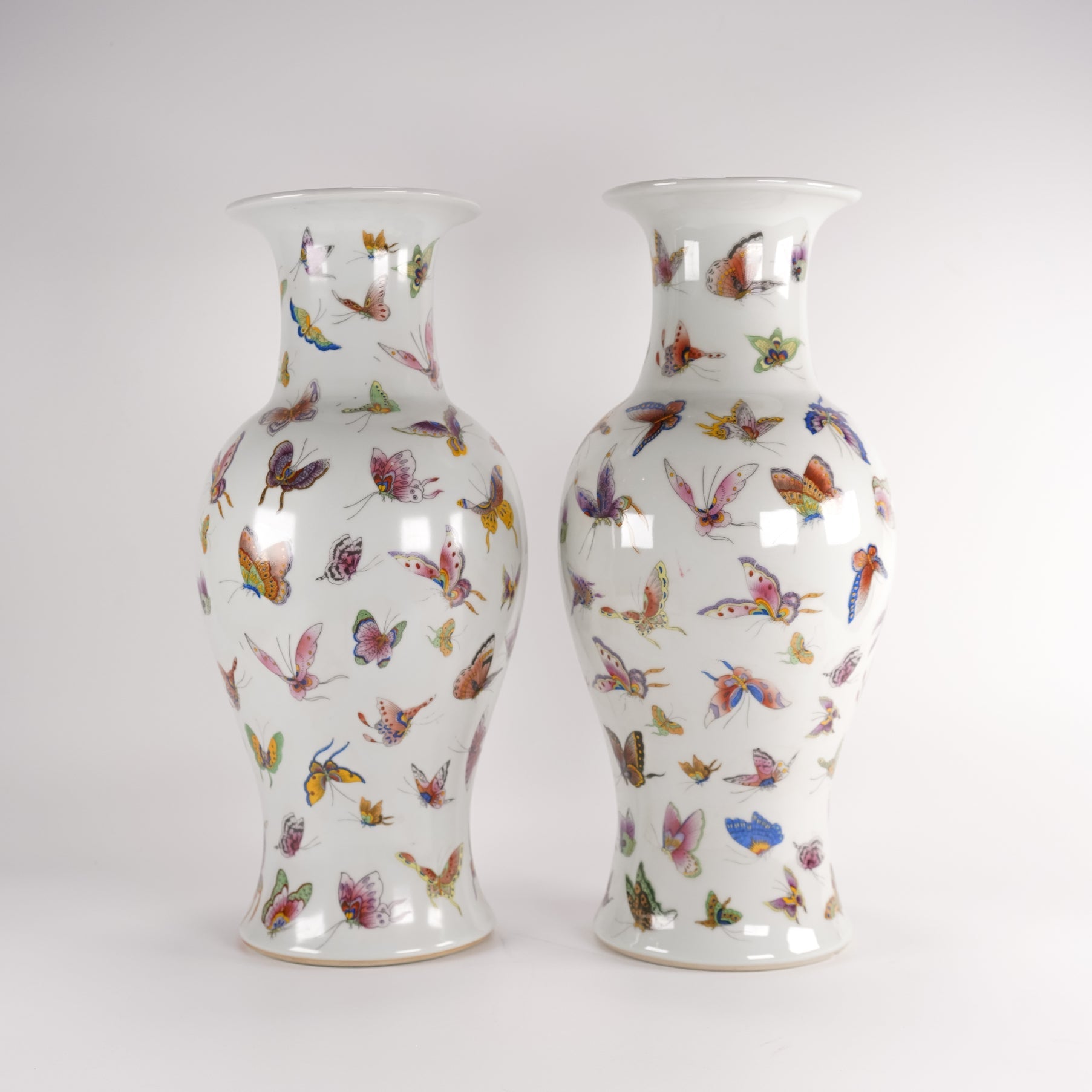 Pair of Jingdezhen Porcelain Butterfly Vase - Sirdab - Chinese Arts