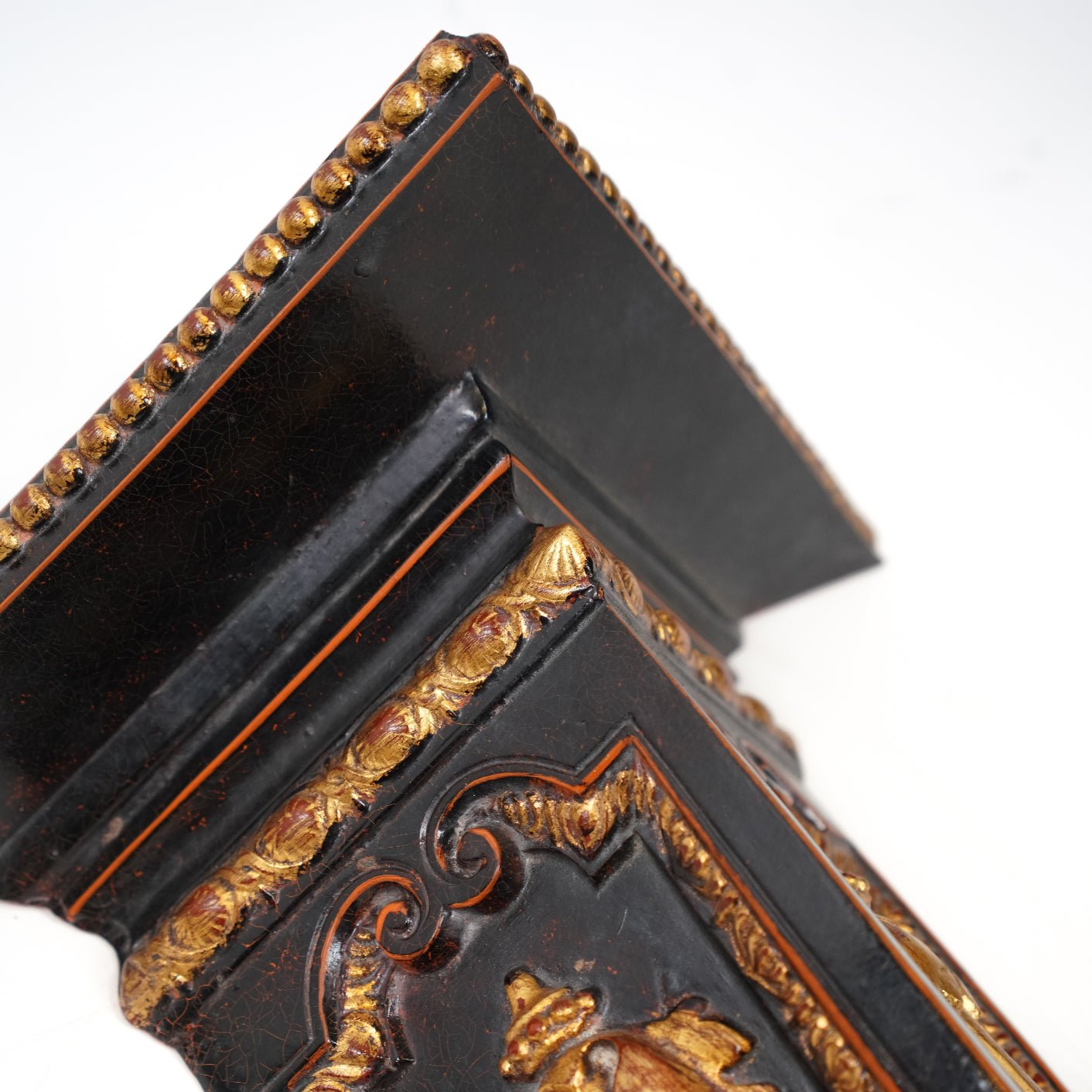 Pair of Vintage 90s Black &amp; Gold Tall Wall Bracket - Sirdab - Imperio
