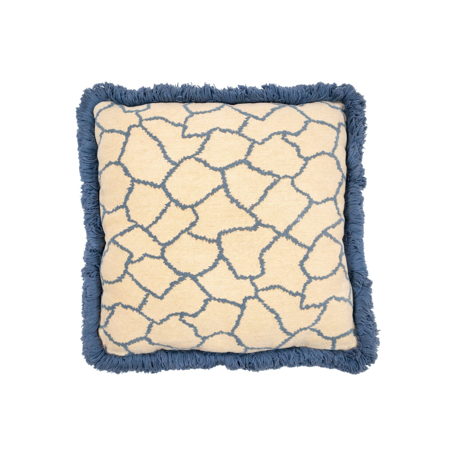 Patterned White &amp; Blue Cushion - Sirdab - Sirdab