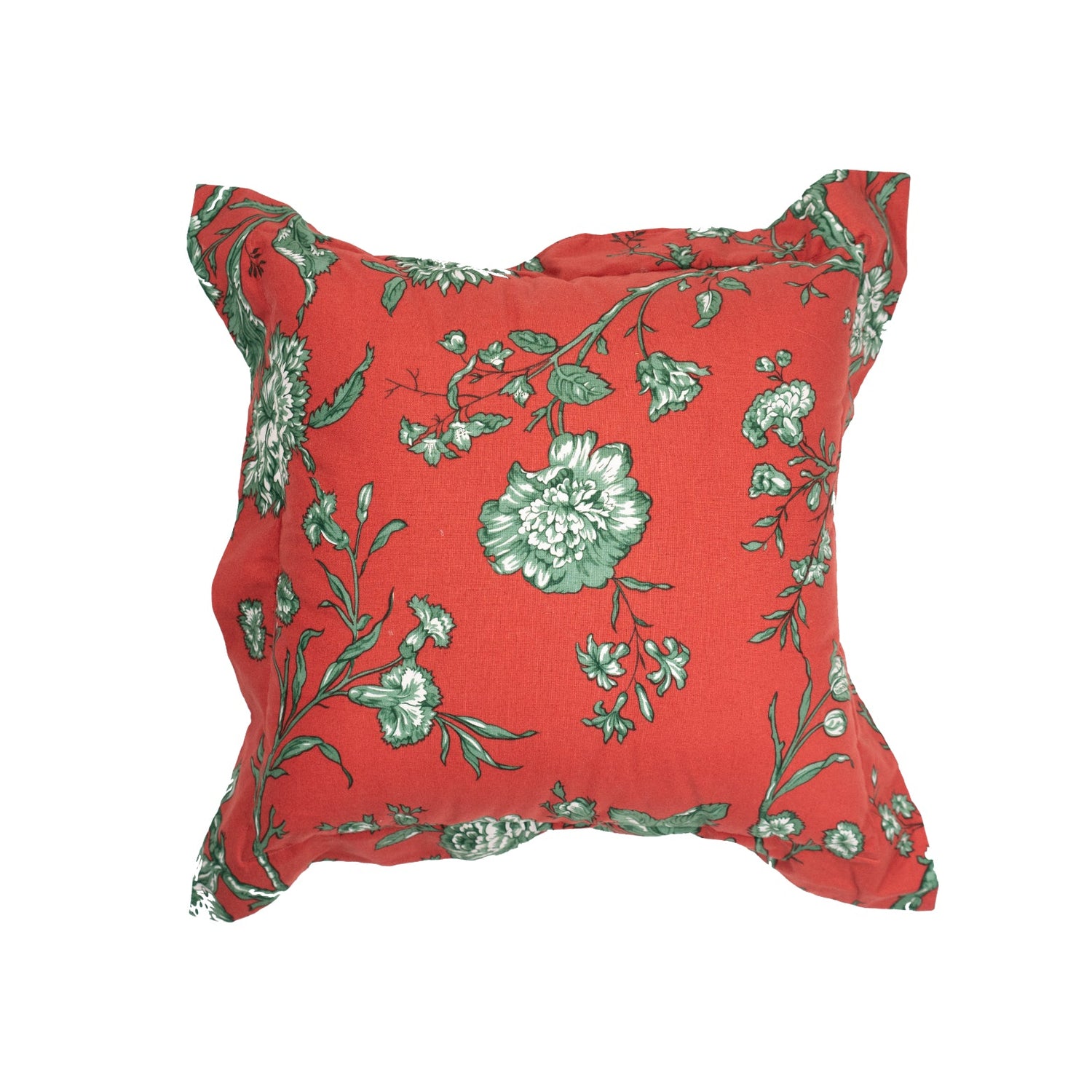 Red &amp; Green Flower Print Cushion Cover - Sirdab - Unknown