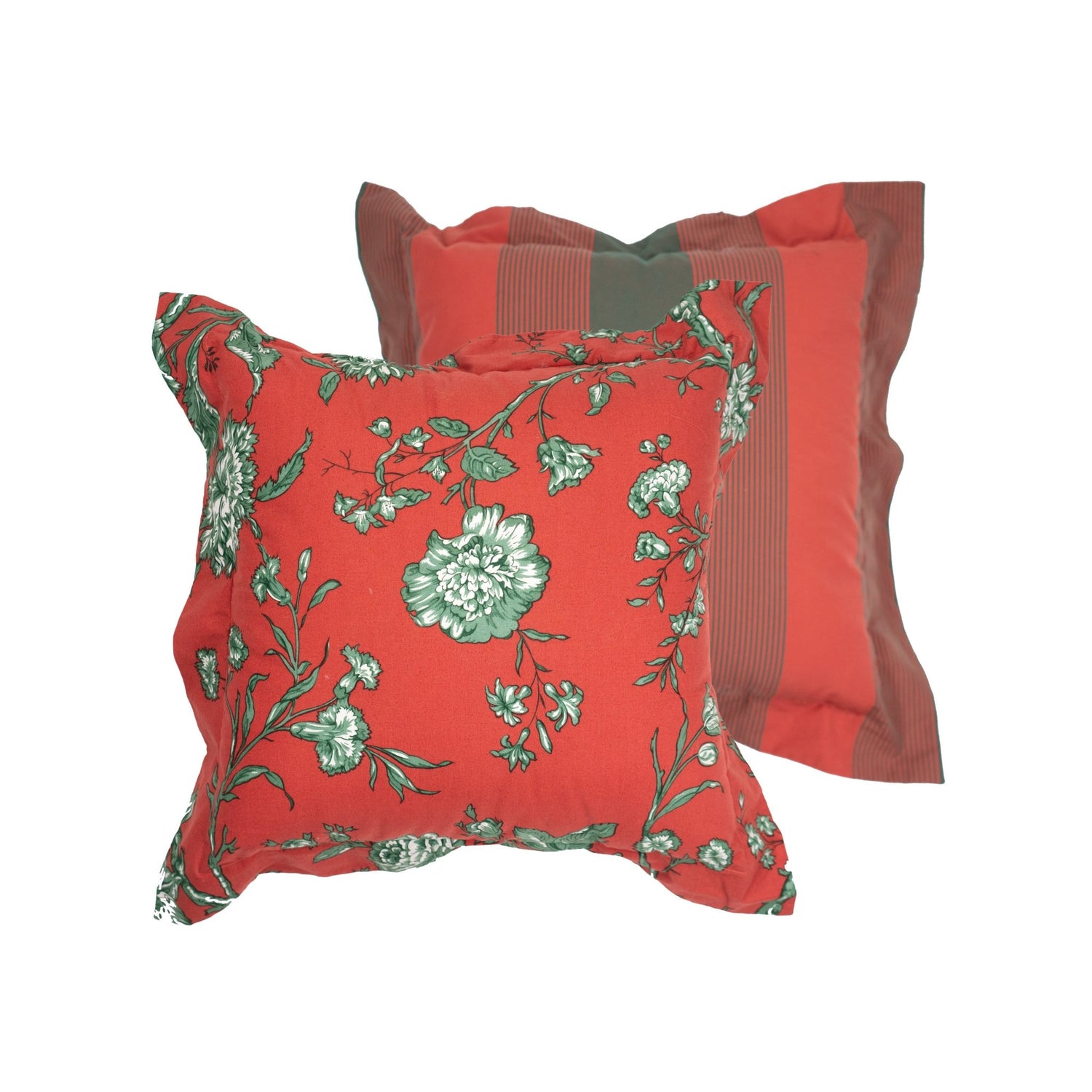 Red &amp; Green Flower Print Cushion Cover - Sirdab - Unknown