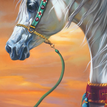Salah Hussaini Oil Painting of Horse on Canvas - Sirdab - Sirdab